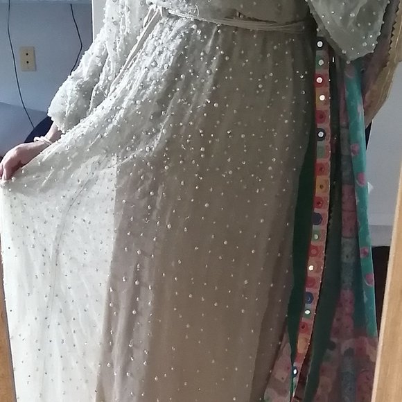 Hand Sewn Delicate Beaded Dress Long Sleeve Size Small - Picture 8 of 11